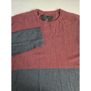 Prana Men's XL Maroon Gray Colorblock 100% Cotton Knit Lightweight Sweater Shirt